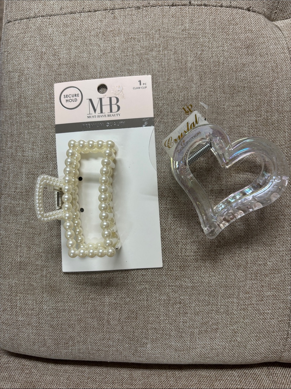 Pearl Rectangle Claw Clip - Ivory Pearls